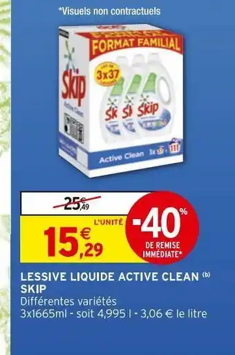 Intermarché Hyper Lessive liquide active clean skip offre