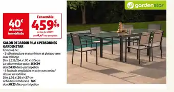 Auchan Salon de jardin pila 6 personnes gardenstar offre