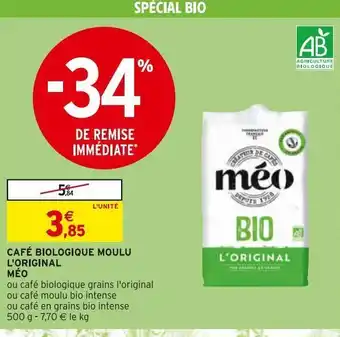 Intermarché Hyper Cafe biologique moulu l'original meo offre