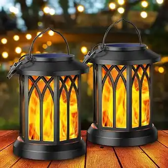Amazon Lampe solaire exterieur jardin suspendues, gearlite 2 pièces lumiere solaire exterieur avec effets de flammes réalistes, i... offre