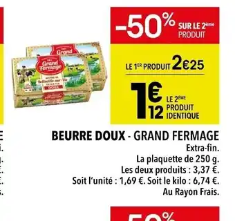 Supeco Beurre doux grand fermage offre