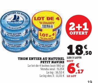 Hyper U Thon entier au naturel petit navire offre