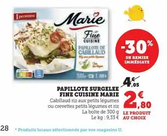 Hyper U Papillote surgele fine cuisine marie offre