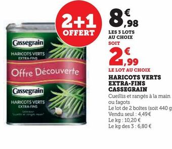 Hyper U Haricots verts extra-fins cassegrain offre