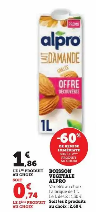 Hyper U Boisson vegetale alpro offre