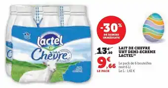Hyper U Lait de chevre uht demi-ecreme lactel offre