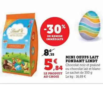 Hyper U Mini oeufs lait fondant lindt offre