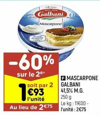Leader Price Mascarpone galbani 41.5% m.g. offre
