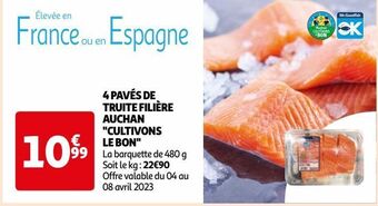 Auchan 4 pavés de truite filière auchan cultivons le bon offre