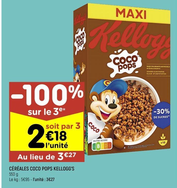 Promo Céréales coco pops kellogg's chez Leader Price
