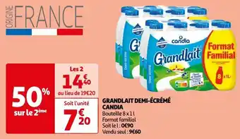 Auchan Grandlait demi-écrémé candia offre