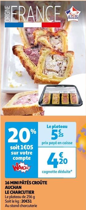Auchan 16 mini pâtés croûte auchan le charcutier offre