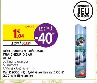 Intermarché Hyper Desodorisant aerosol fraicheur d'eau apta offre