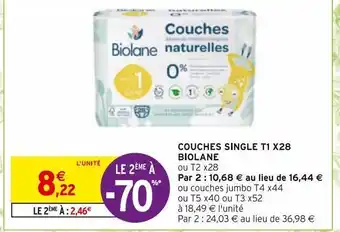 Intermarché Hyper Couches single t1 x28 biolane offre