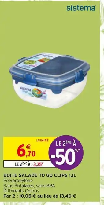 Intermarché Hyper Boite salade to go clips 1.1l offre