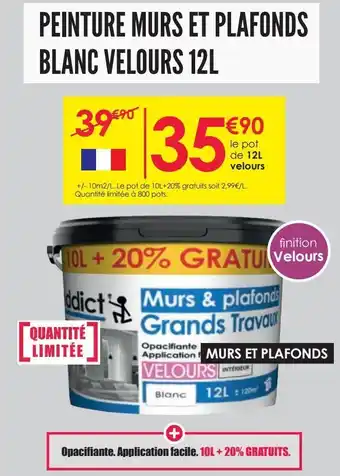 Décor Discount Peinture murs et plafonds blanc velours 12l offre