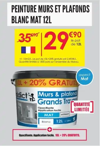 Décor Discount Peinture murs et plafonds blanc mat 12l offre