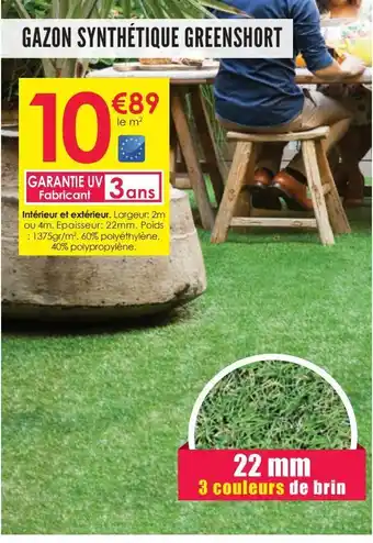 Décor Discount Gazon synthétique greenshort offre
