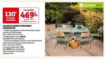 Auchan Supermarché Salon de jardin 6 personnes gardenstar offre