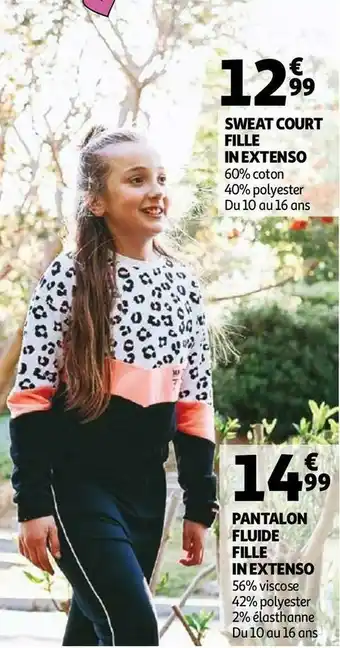 Auchan Sweat court ou pantalon fluide fille offre