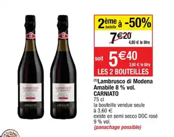 Cora x Carrefour Lambrusco Di Modena Amabile 8% Vol. Garniato offre