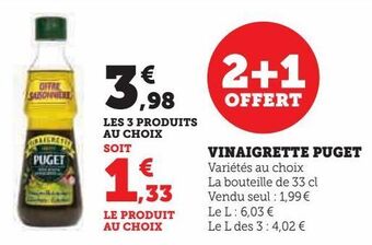 U Express Vinaigrette puget offre