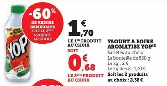 U Express Yaourt a boire aromatise yop offre