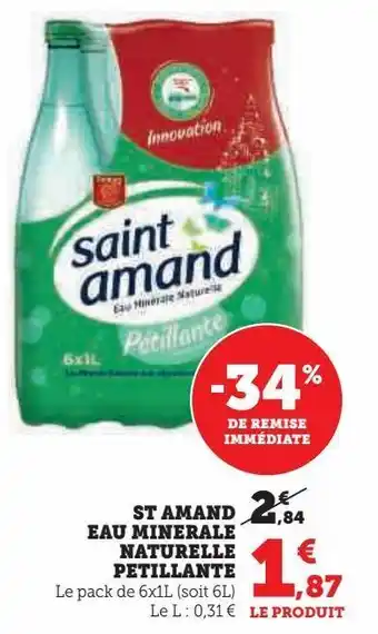 U Express St amand eau minerale naturelle petillante offre
