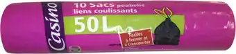 Géant Casino Sacs poubelle liens coulissants 50 L offre