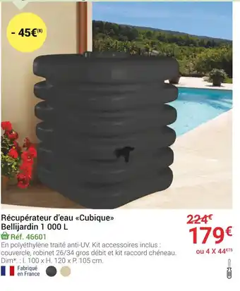 Gamm vert Bellijardin récupérateur d’eau cubique 1 000 l offre