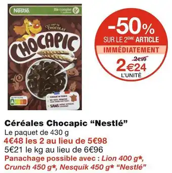 Monoprix Nestlé céréales chocapic offre