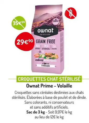 Médor et Compagnie Ownat prime croquettes chat stérilisé offre