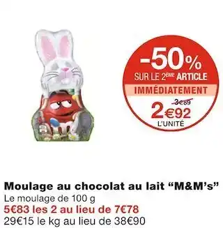 Monoprix M&m’s moulage au chocolat au lait offre