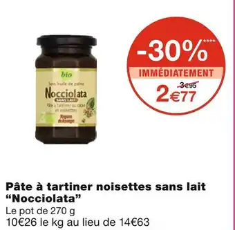 Monoprix Nocciolata pâte à tartiner noisettes sans lait offre