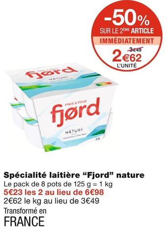 Monoprix Fjord spécialité laitière nature offre