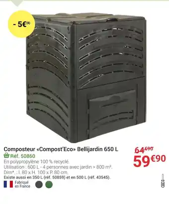 Gamm vert Bellijardin composteur compost’eco 650 l offre