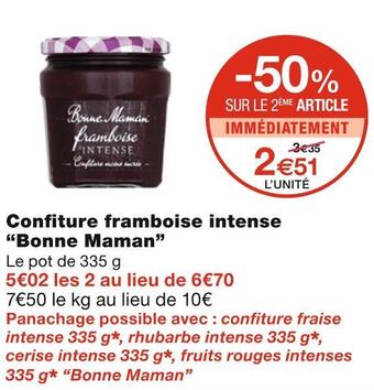 Monoprix Bonne maman confiture framboise intense offre