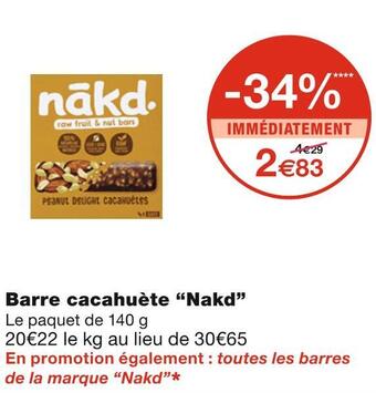 Monoprix Nakd barre cacahuète offre