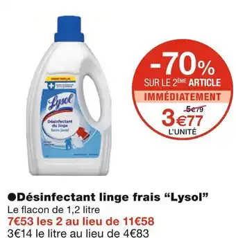 Monoprix Lysol désinfectant linge frais offre