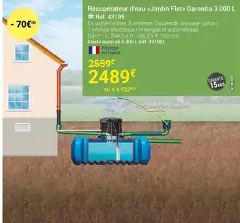 Gamm vert Garantia récupérateur d’eau jardin flat 3 000 l offre