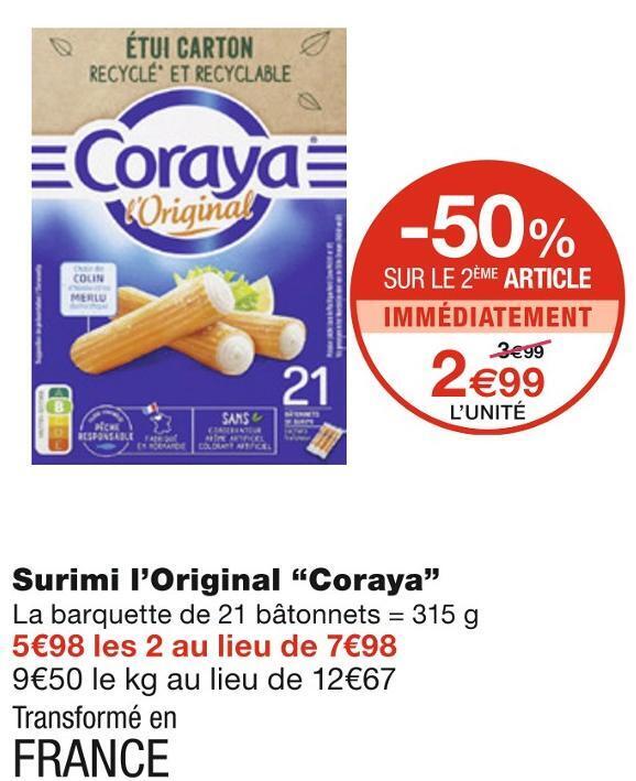 Promo Coraya surimi l’original chez Monoprix