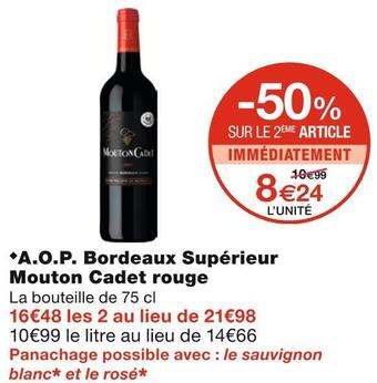 Monoprix A.o.p. bordeaux supérieur mouton cadet rouge offre
