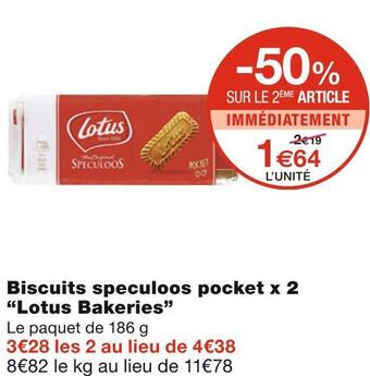 Monoprix Lotus bakeries biscuits speculoos pocket x 2 offre