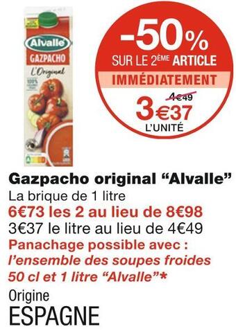 Monoprix Alvalle gazpacho original offre