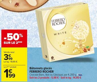 Carrefour Market Ferrero rocher bâtonnets glacés offre