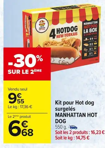 Carrefour Market Manhattan hot dog kit pour hot dog surgelés offre