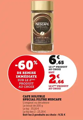 Super U Nescafe cafe soluble special filtre offre