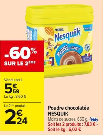 Carrefour Market Nesquik poudre chocolatée offre