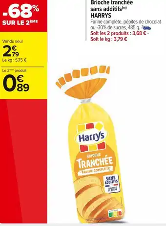Carrefour Market Harrys brioche tranchée sans additifs offre