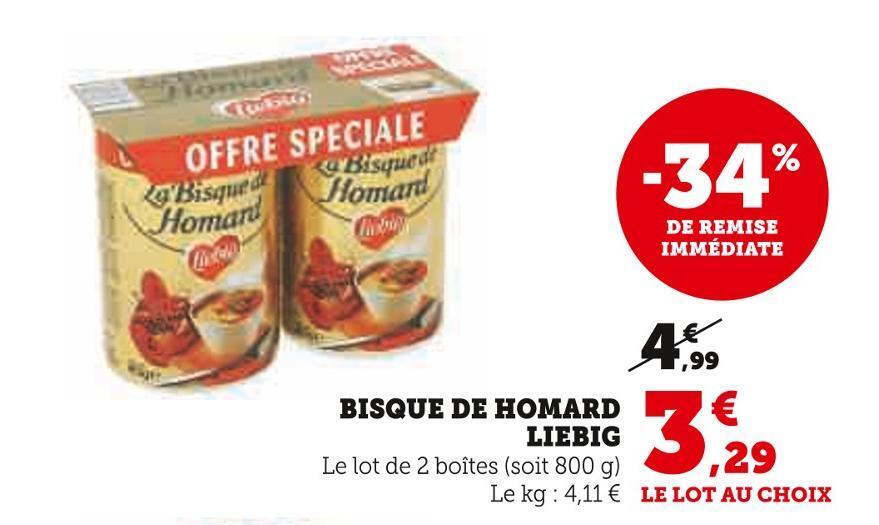Promo Liebig bisque de homard chez Super U